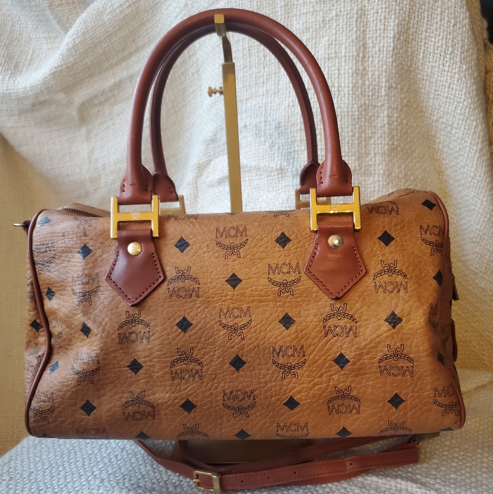 MCM Visetos Brown Monogram Handbag - Picture 2 of 16